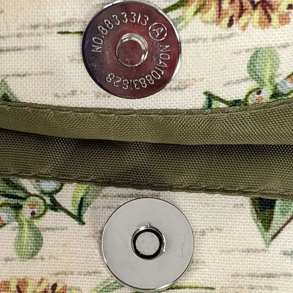 Longaberger Christmas Tote Bag Striped Canvas ~ Holly Poinsettia with Handles